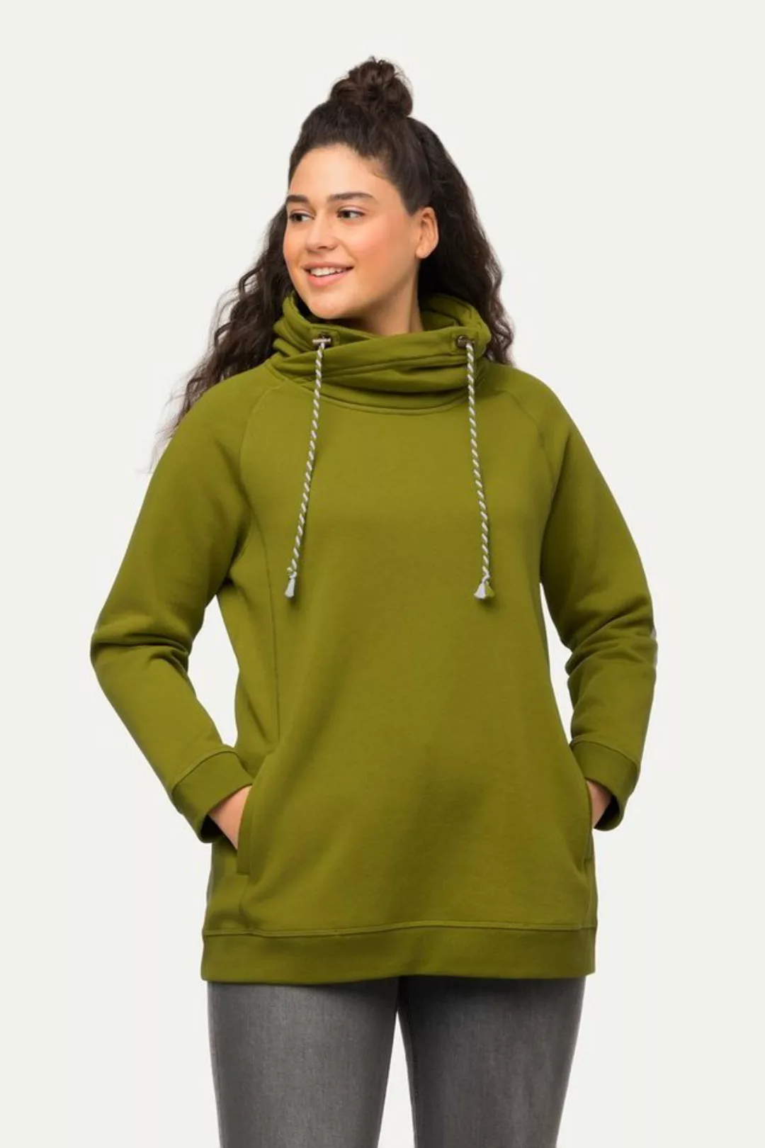 Ulla Popken Sweatshirt Sweatshirt weiter Stehkragen Taschen günstig online kaufen