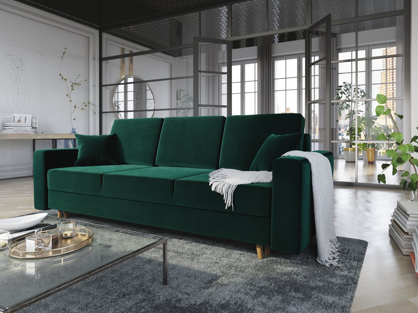 ALTDECOR Sofa KRONO, Couch mit Schlaffunktion, Bettkasten, Wohnzimmer günstig online kaufen
