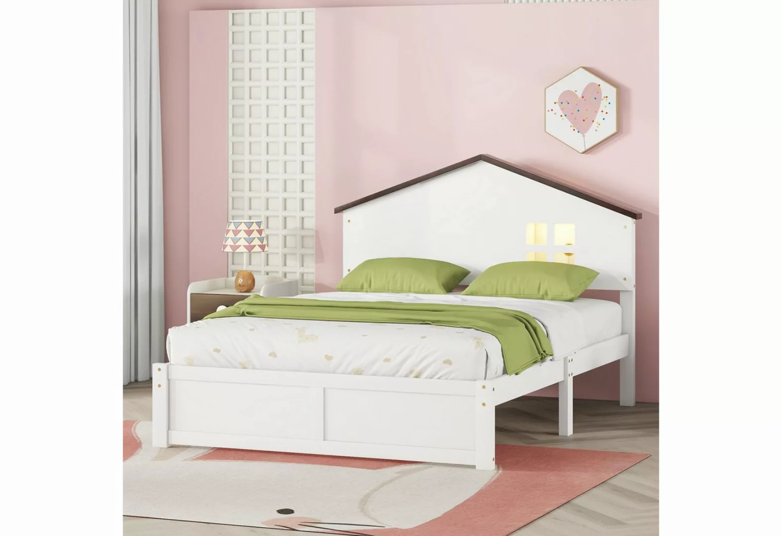 MODFU Kinderbett Doppelbett, kleine Fensterdekoration, LED-Nachtlicht (140* günstig online kaufen