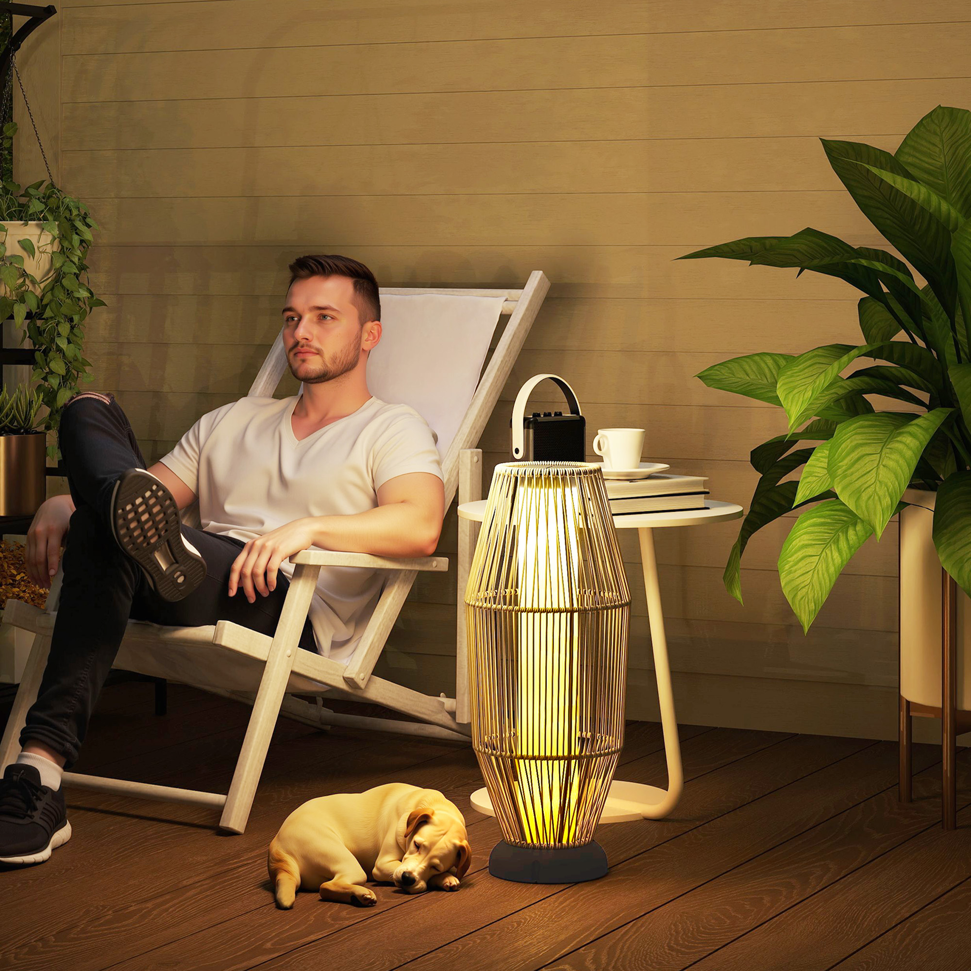 Outsunny Solar-Gartenlampe mit 6 Stunden LED-Beleuchtung bei 3000K, Außenla günstig online kaufen