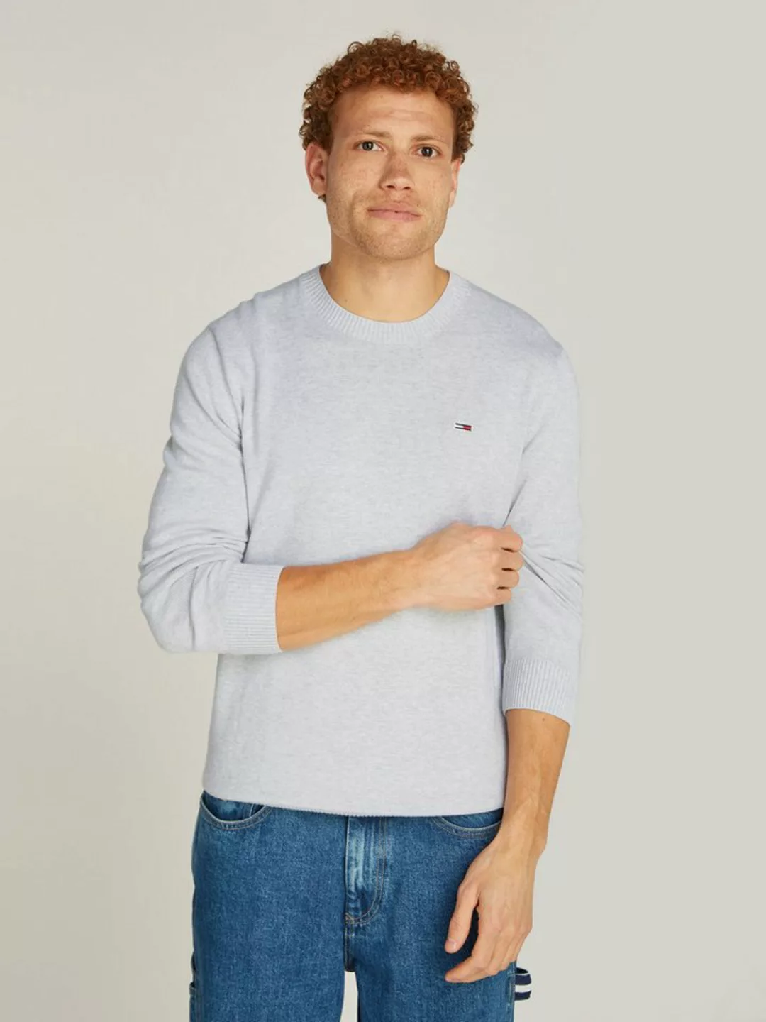 Tommy Jeans Rundhalspullover TJM SLIM ESSENTIAL LIGHT SWEATER mit Flag-Patc günstig online kaufen