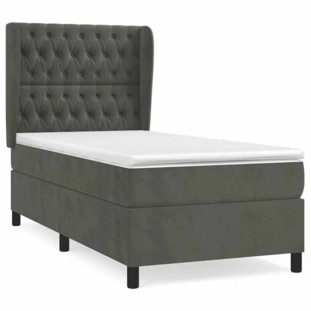 vidaXL Bettgestell Boxspringbett mit Matratze Dunkelgrau 90x190 cm Samt Bet günstig online kaufen