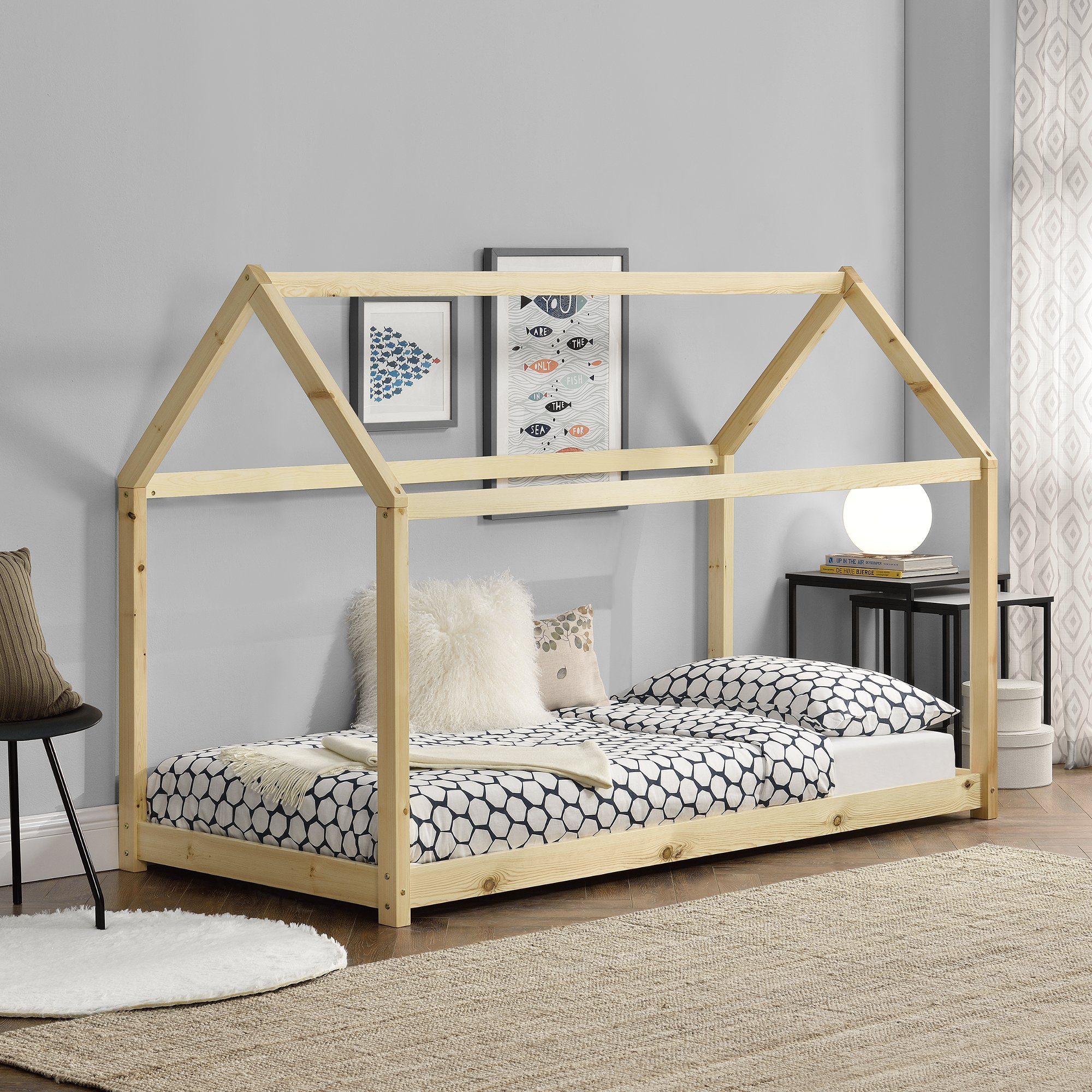 en.casa Kinderbett, »Netstal« Hausbett aus Kiefernholz günstig online kaufen