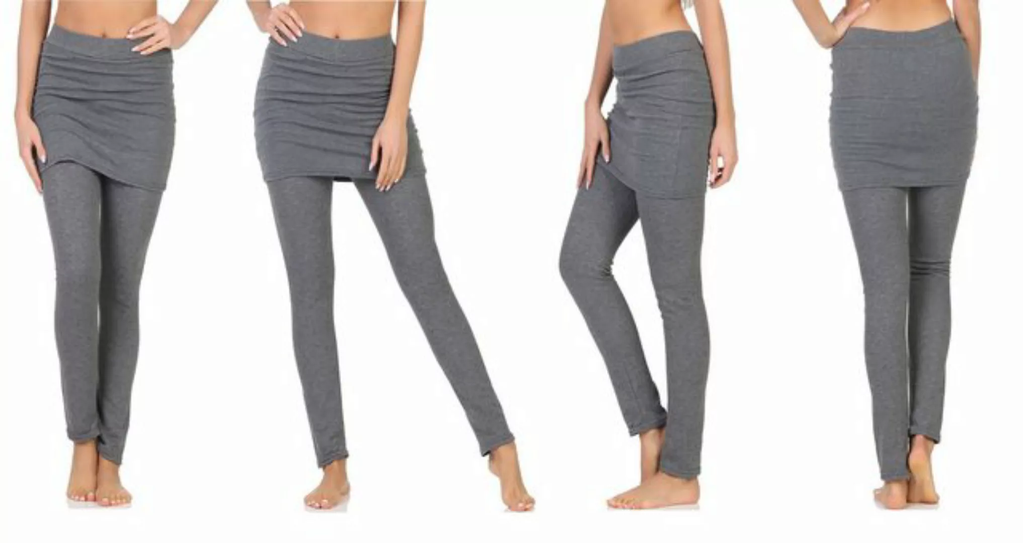 Rungassi Leggings Damen Teddy Leggings Mit Rock Grau / Grau Größe: S-M günstig online kaufen