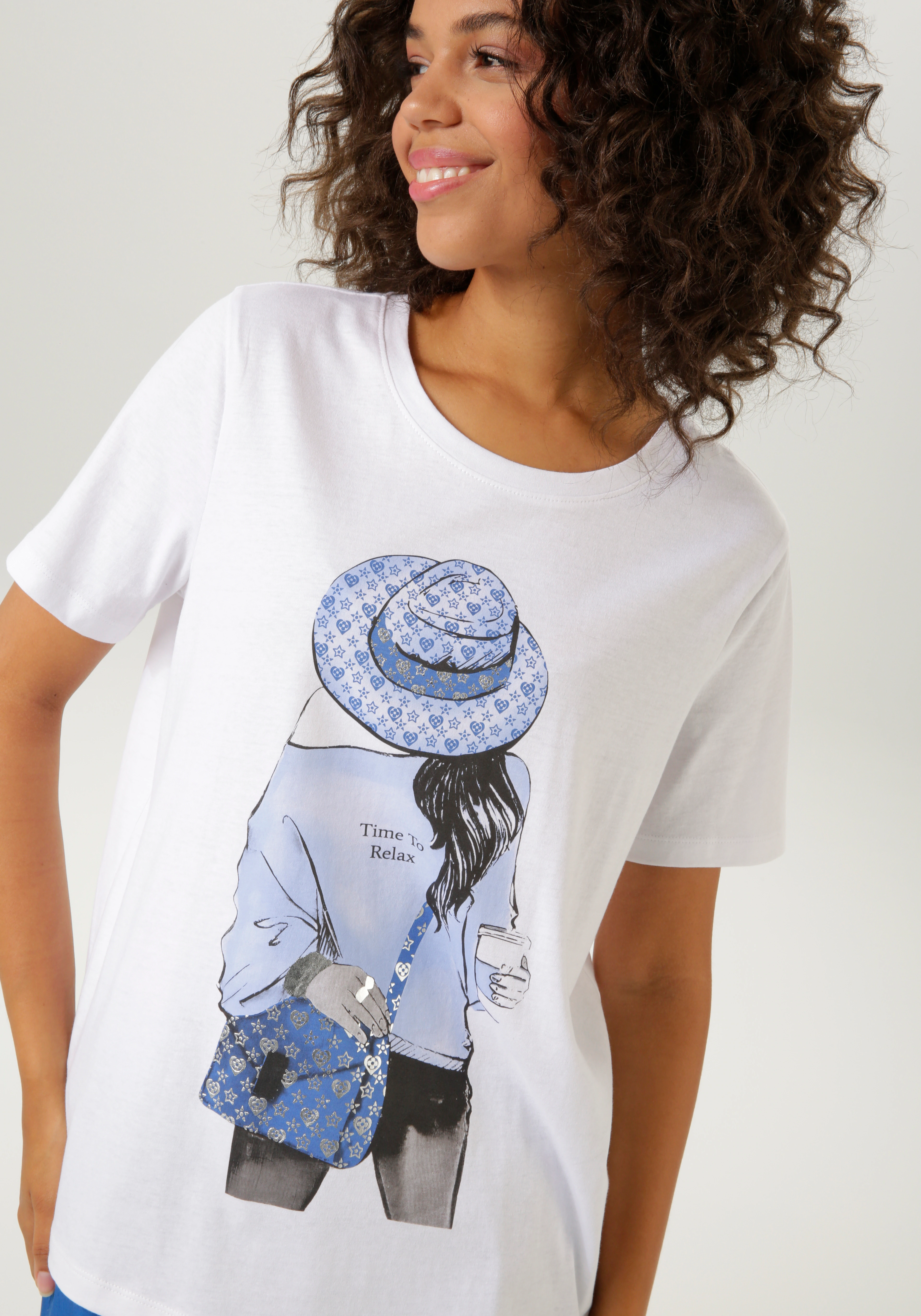 Aniston CASUAL T-Shirt, mit silberfarbenem Folienprint verzierter Frontdruc günstig online kaufen