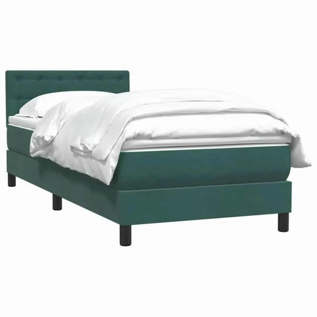 vidaXL Bett Boxspringbett mit Matratze Dunkelgrün 90x220 cm Samt günstig online kaufen