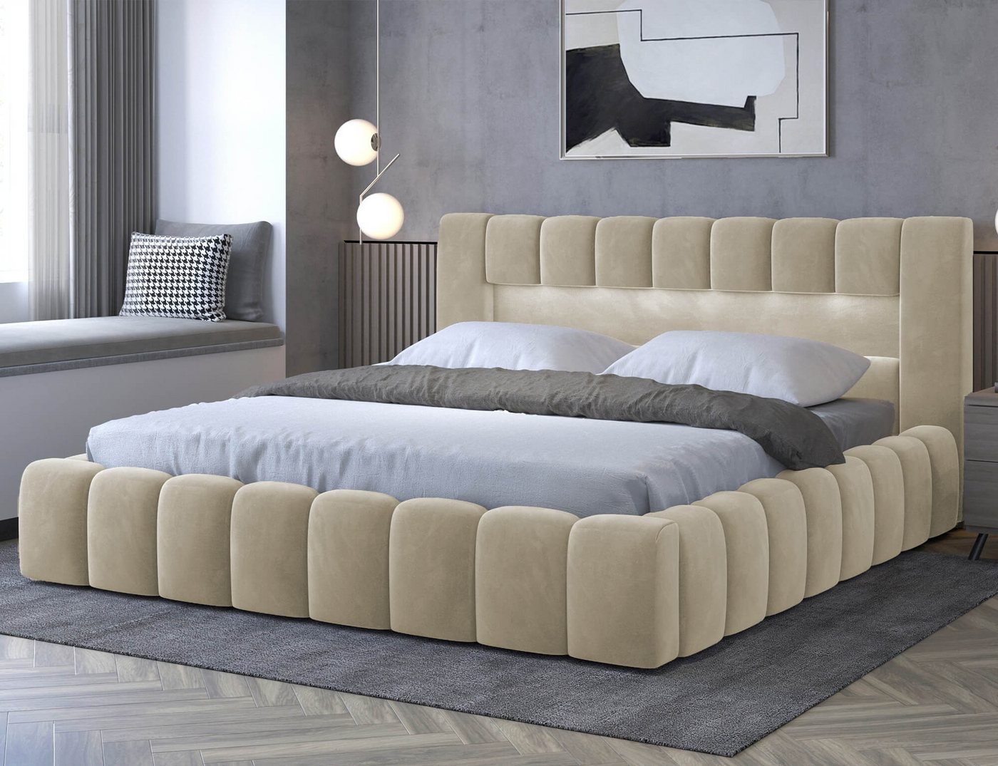 yourhouse24 Polsterbett Lamica Bett Metalrahmen Doppelbett Bettgestell Latt günstig online kaufen