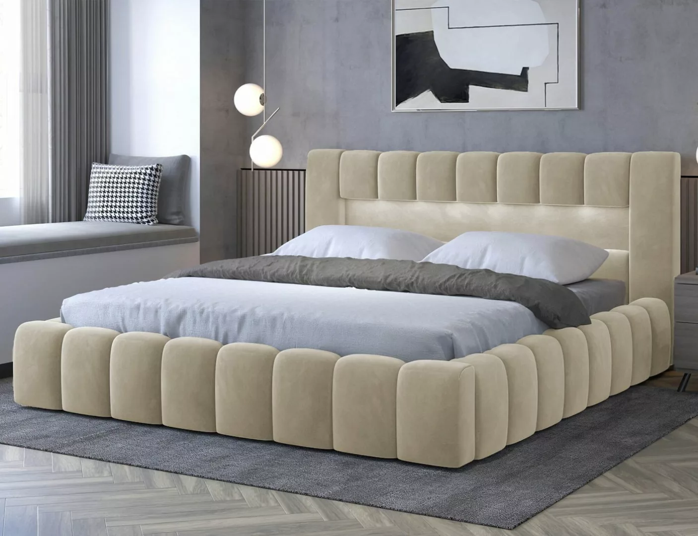 yourhouse24 Polsterbett Lamica Bett Metalrahmen Doppelbett Bettgestell Latt günstig online kaufen