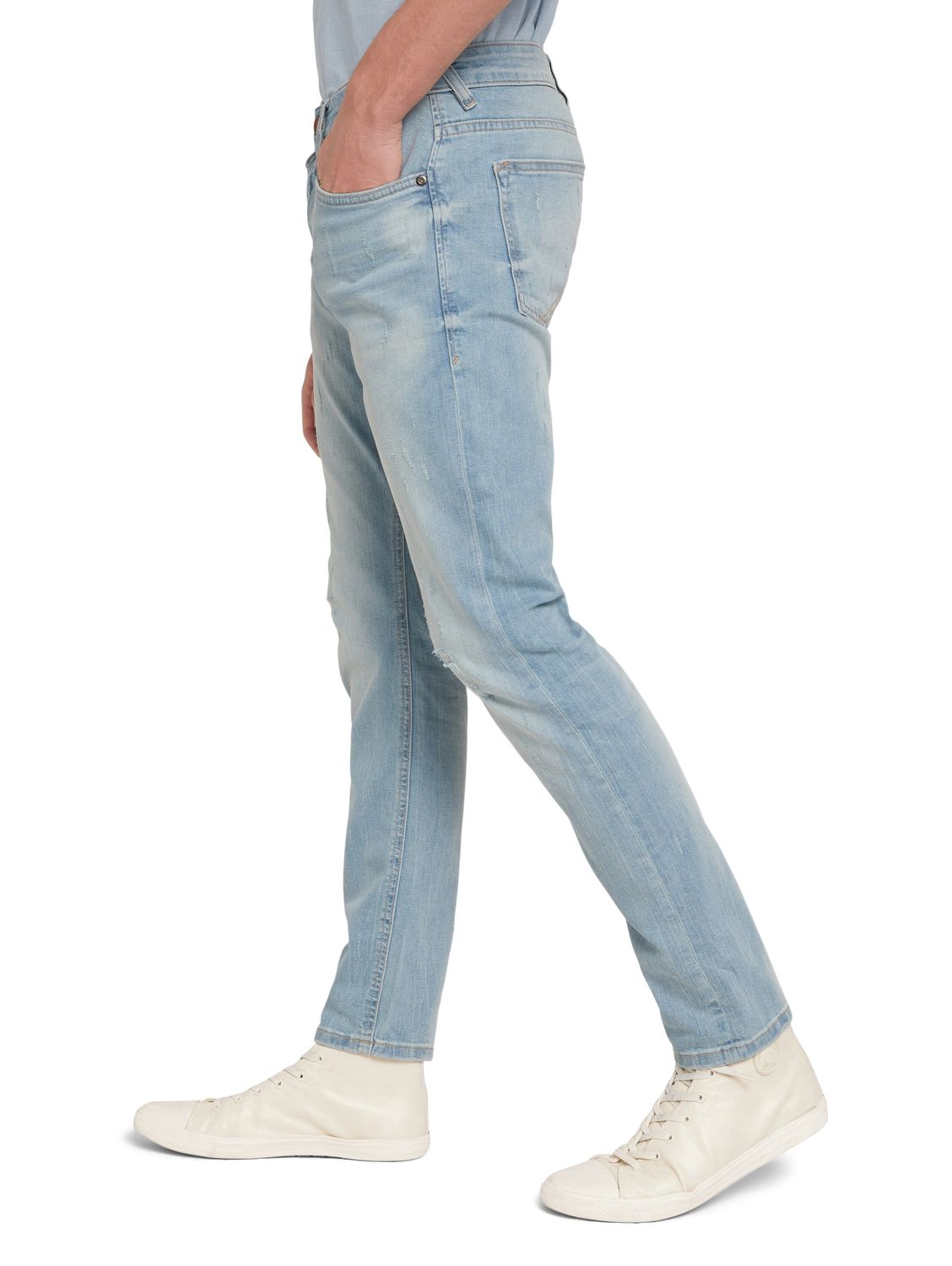 Tom Tailor Denim Herren Jeans Piers - Slim Fit - Blau - Used Bleached Blue günstig online kaufen