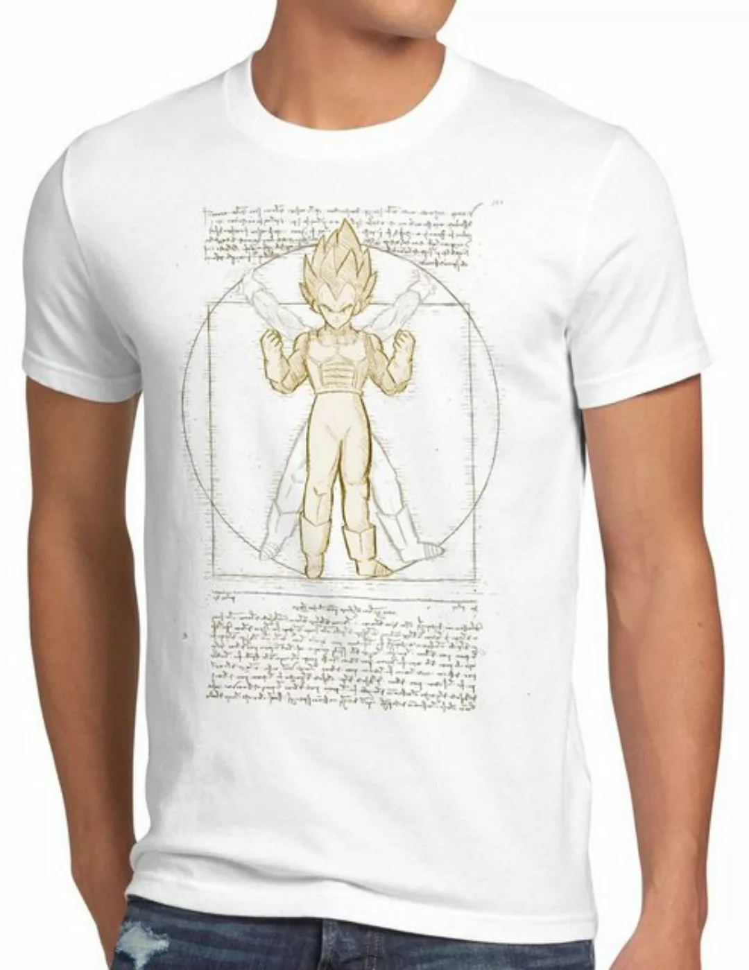 style3 Print-Shirt Herren T-Shirt Vitruvianischer Vegeta da vinci roshi bal günstig online kaufen