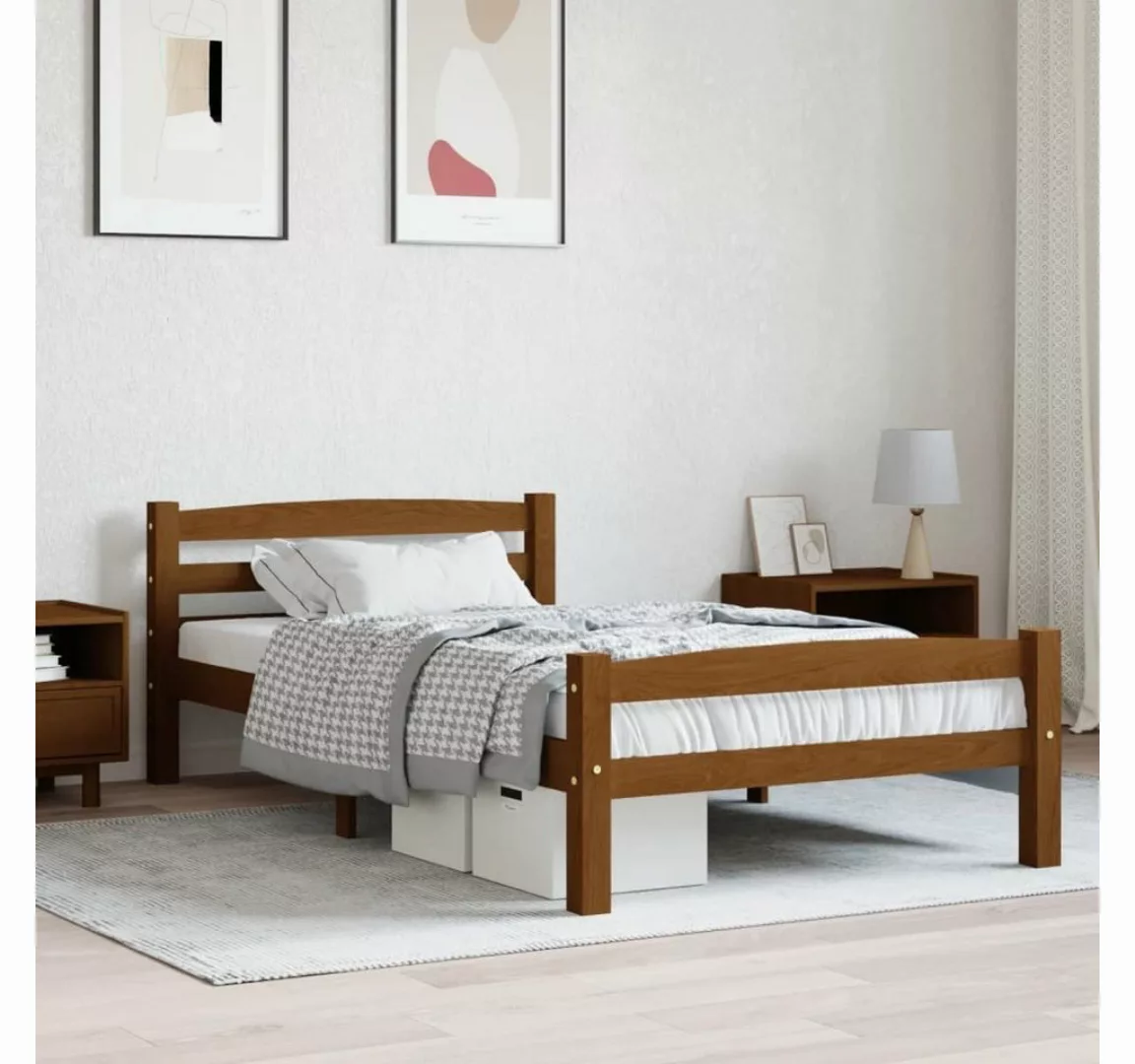 furnicato Bett Massivholzbett Honigbraun Kiefer 100x200 cm günstig online kaufen