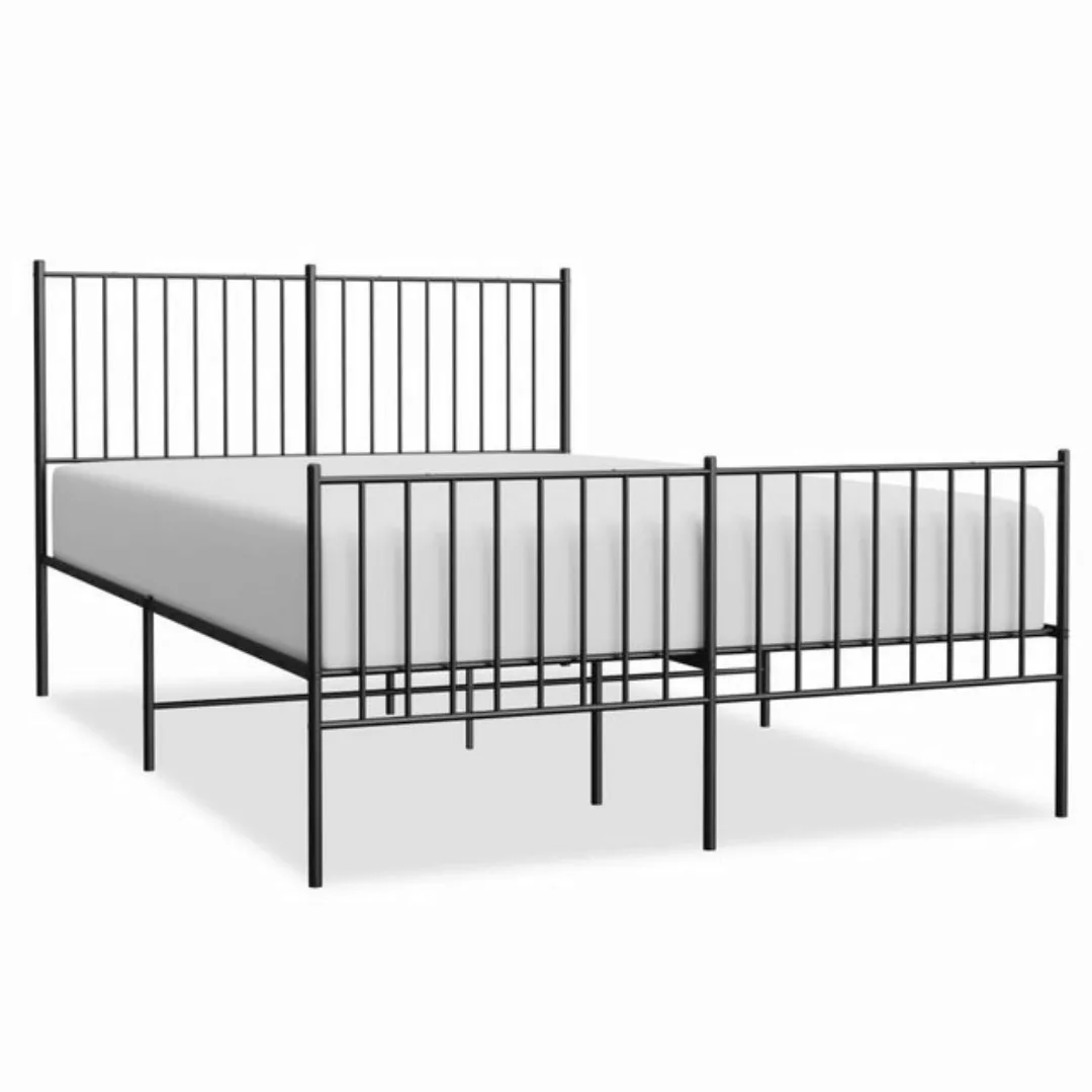 furnicato Bett Bettgestell mit Kopf- und Fußteil Metall Schwarz 135x190 cm günstig online kaufen