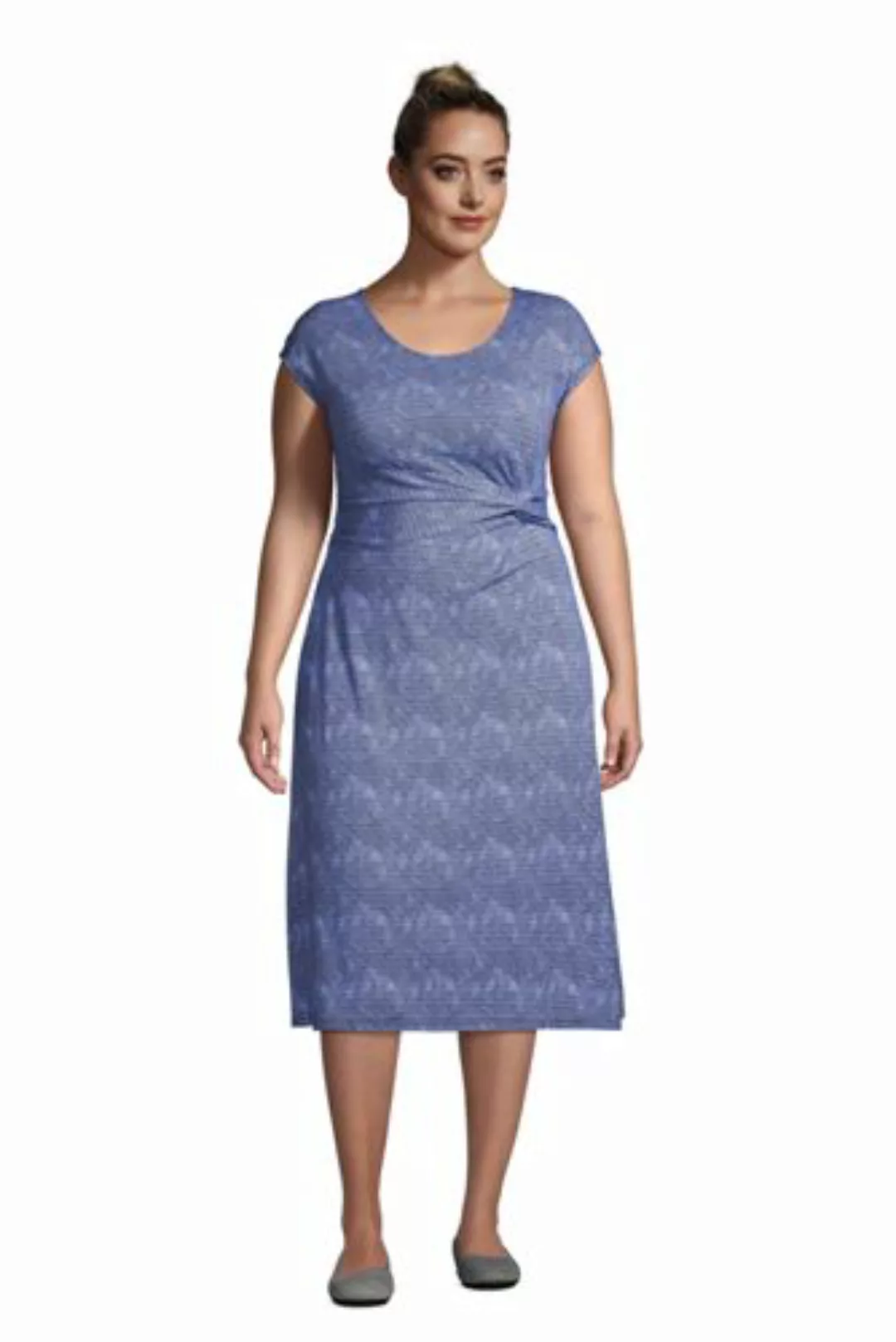 Jersey-Wickelkleid in großen Größen, Damen, Größe: 52-54 Plusgrößen, Blau, günstig online kaufen