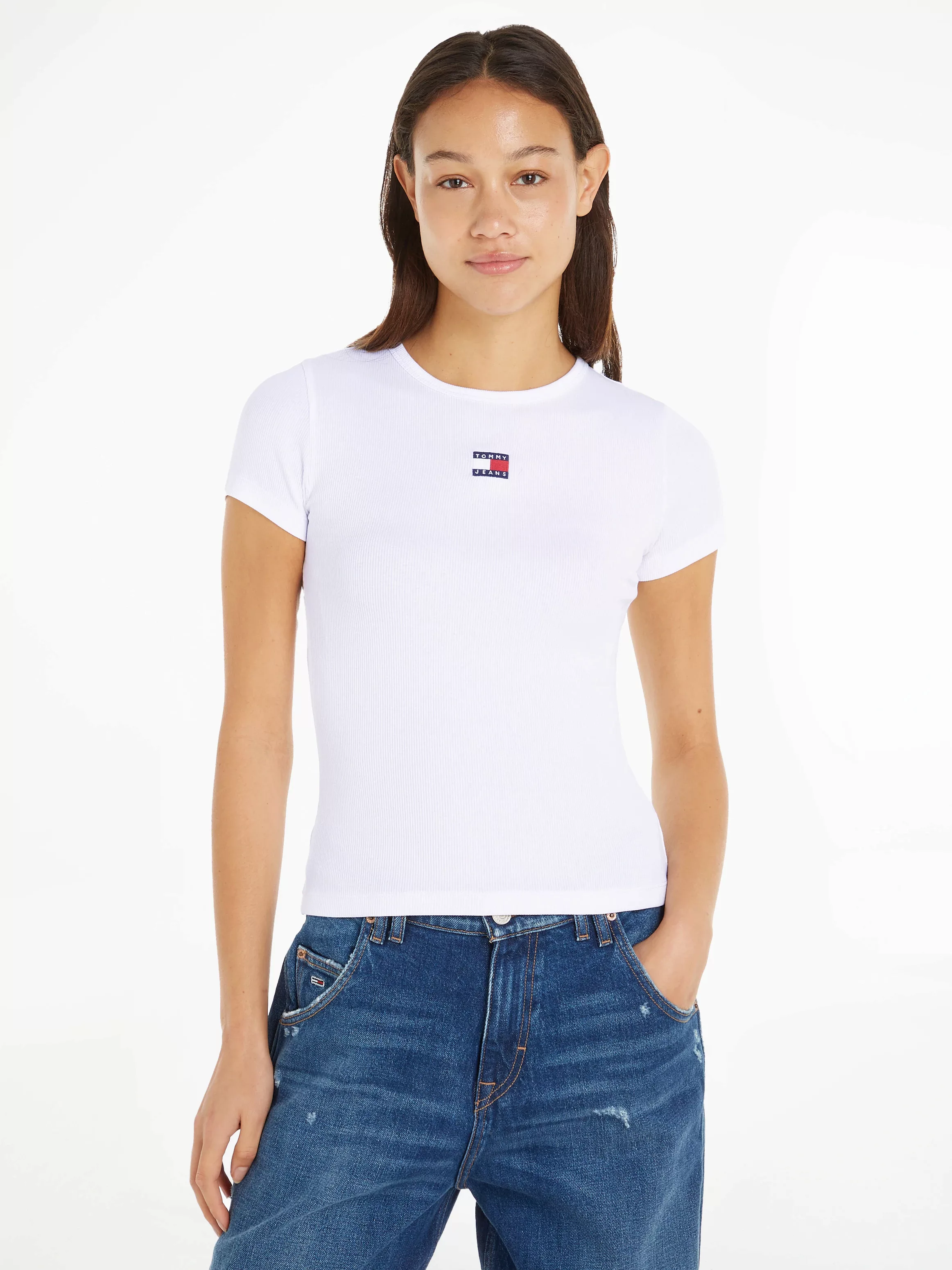 Tommy Jeans Rundhalsshirt "TJW SLIM BADGE RIB TEE", mit Tommy Jeans Logo-St günstig online kaufen