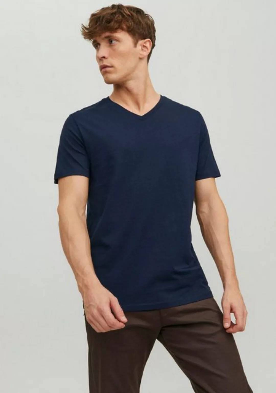 Jack & Jones Herren V-Neck T-Shirt JJEORGANIC BASIC - Regular Fit günstig online kaufen