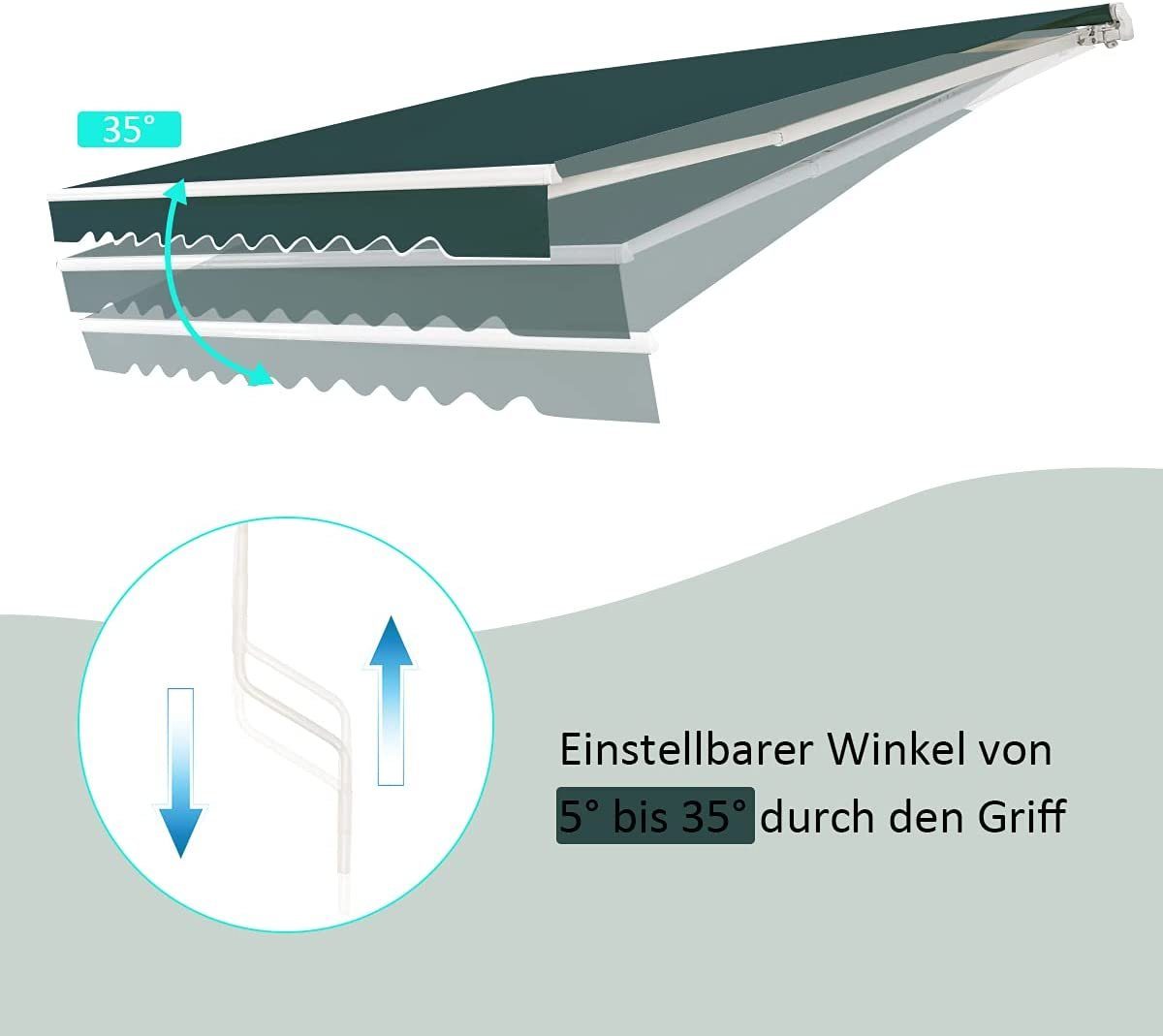 KOMFOTTEU Markise Gelenkarmmarkise mit Handkurbel 5 günstig online kaufen