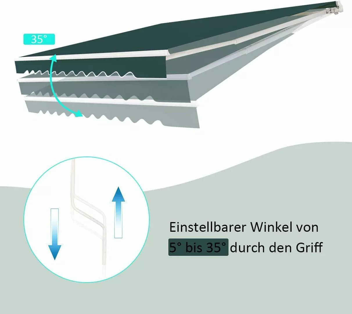 KOMFOTTEU Markise Gelenkarmmarkise mit Handkurbel 5 günstig online kaufen