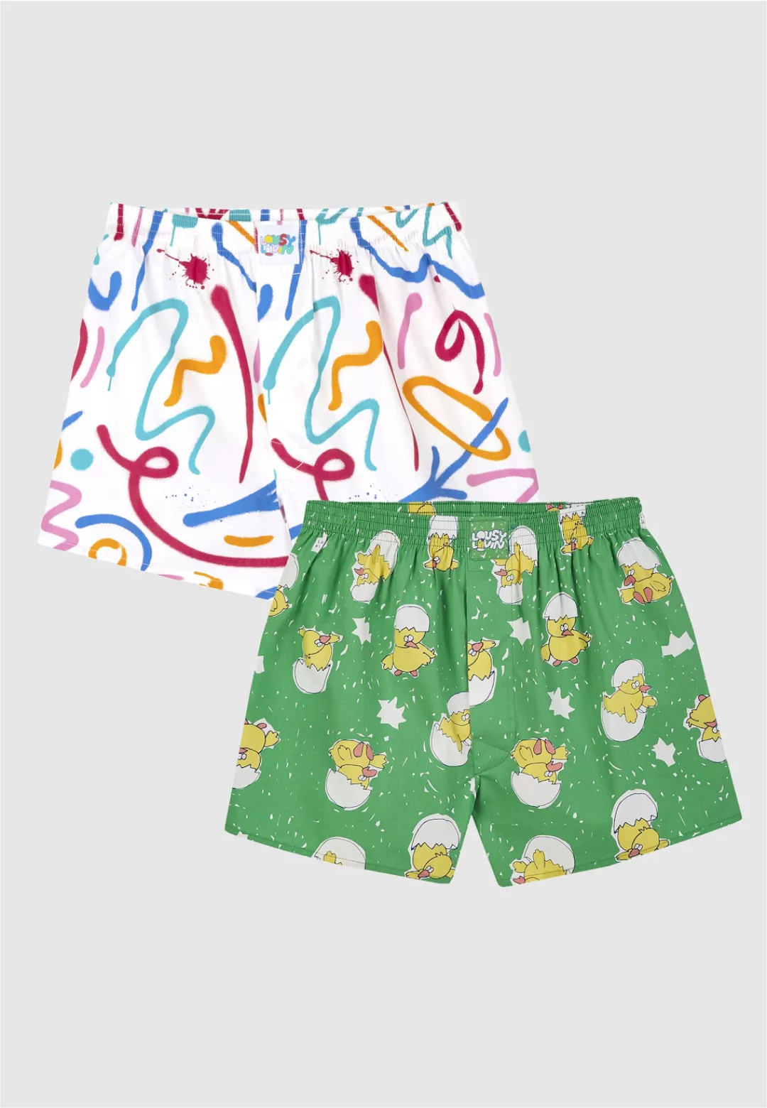 Lousy Livin 2-er Set Boxershorts Grün & Weiß mit Motiv günstig online kaufen