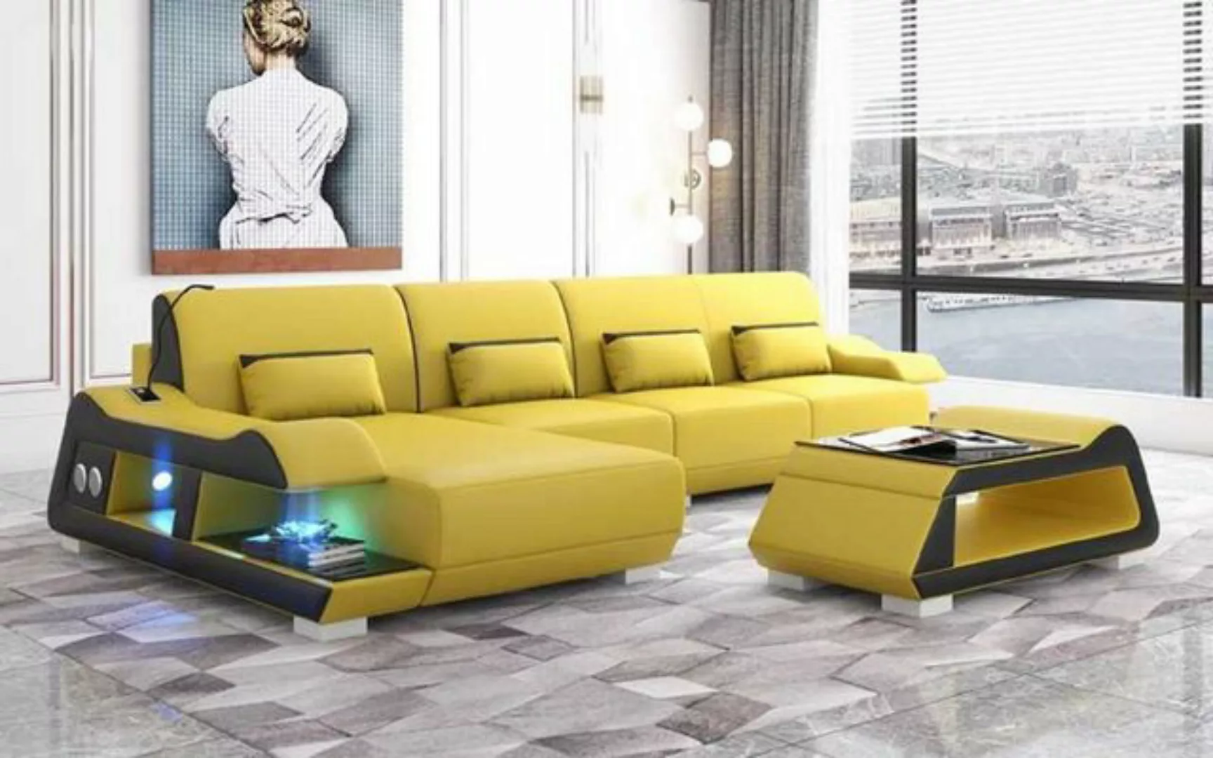 JVmoebel Ecksofa Moderne Ecksofa L Form Ledersofa Couch Sofa Luxus Eckgarni günstig online kaufen