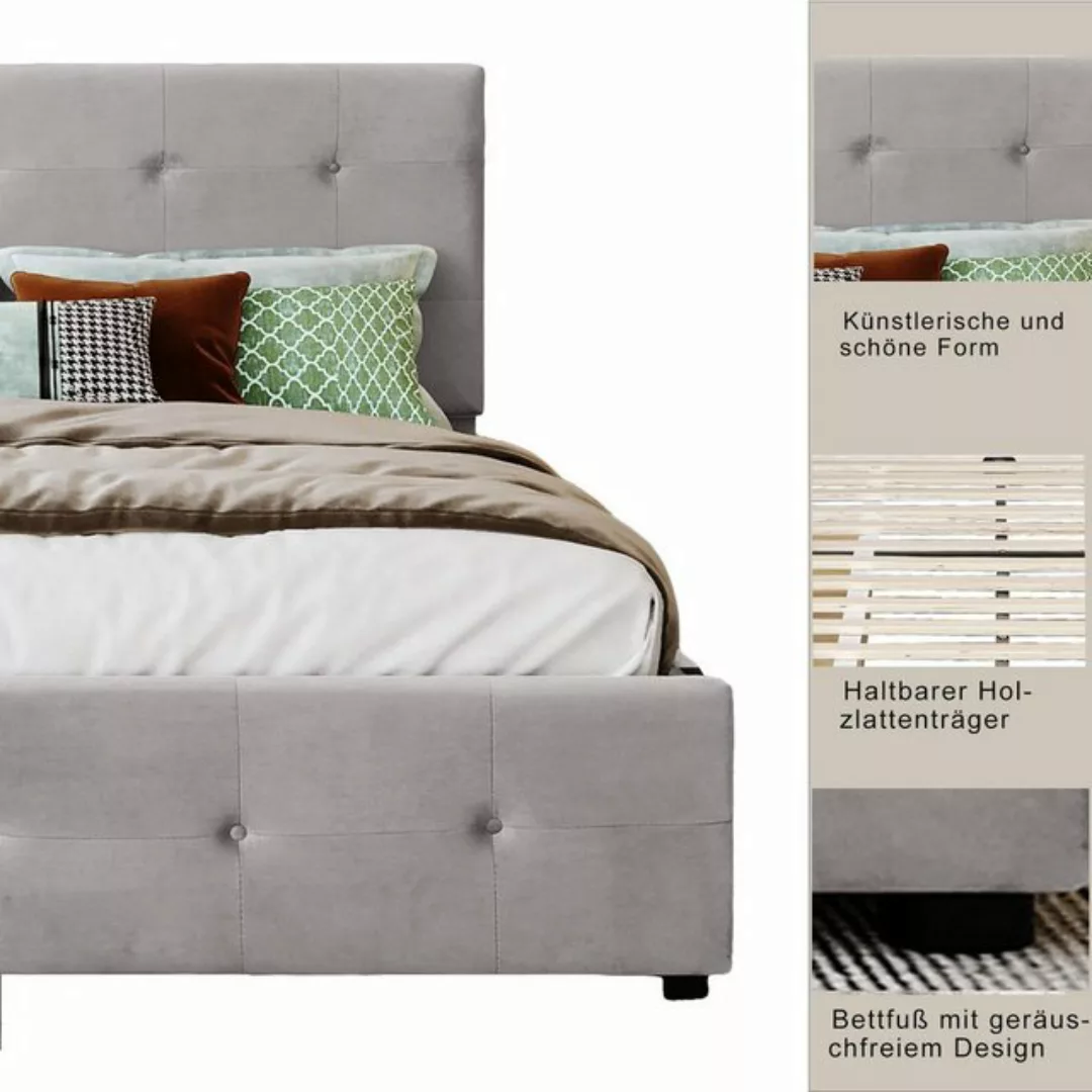 Celya Polsterbett Doppelbett Bettgestell 140x200cm, Bett mit Schublade, Lat günstig online kaufen