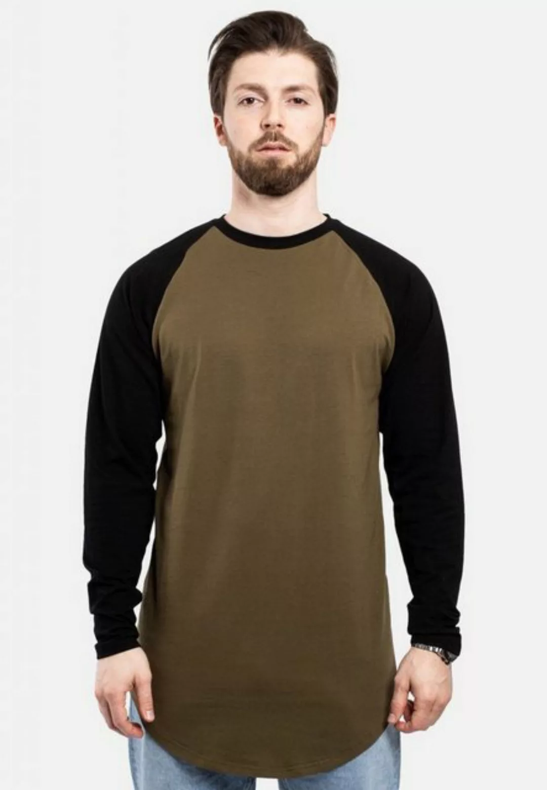 Blackskies T-Shirt Baseball Longshirt T-Shirt Olive-Schwarz Small günstig online kaufen