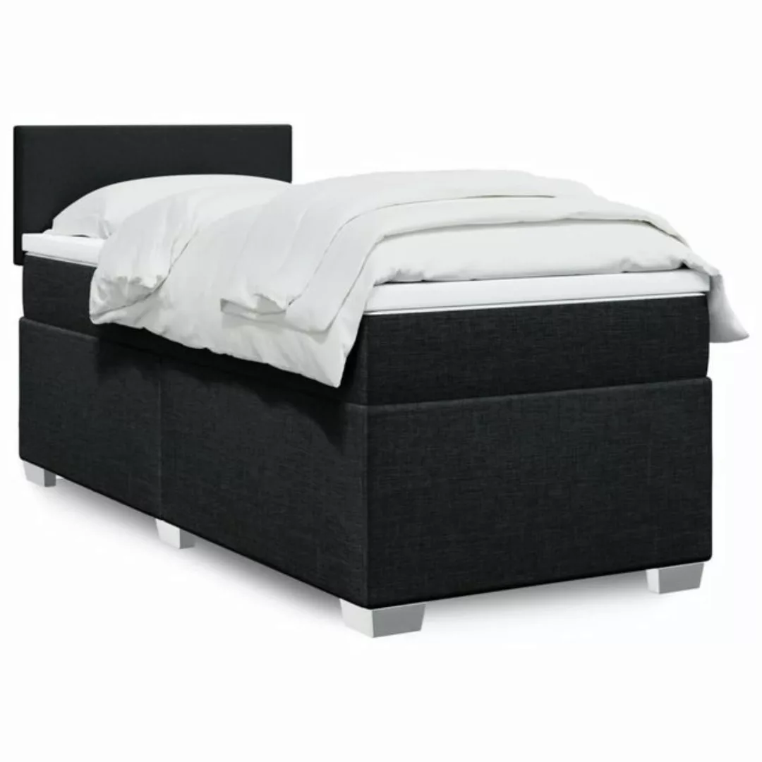 vidaXL Boxspringbett, Boxspringbett mit Matratze Schwarz 80x200 cm Stoff günstig online kaufen