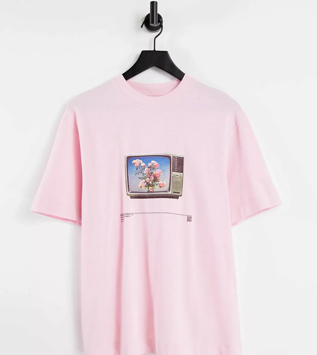 COLLUSION – T-Shirt mit Skate-Blumen-Grafik in Rosa günstig online kaufen