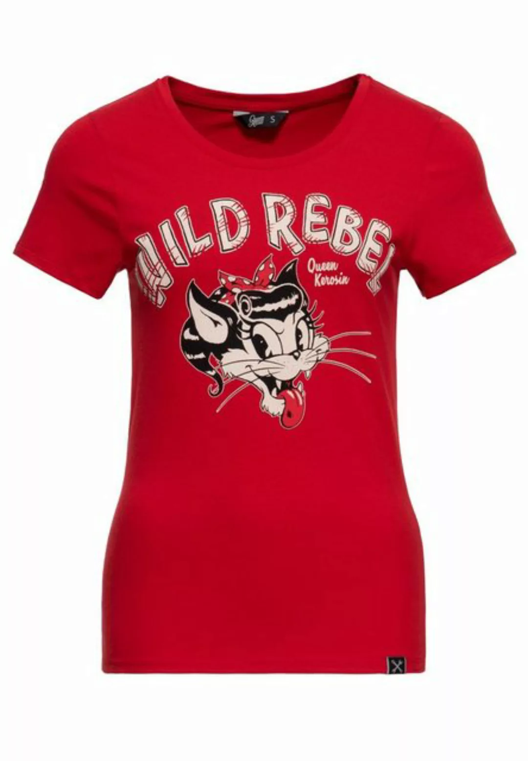 QueenKerosin Kurzarmshirt Wild Rebel mit Cartoon Print günstig online kaufen