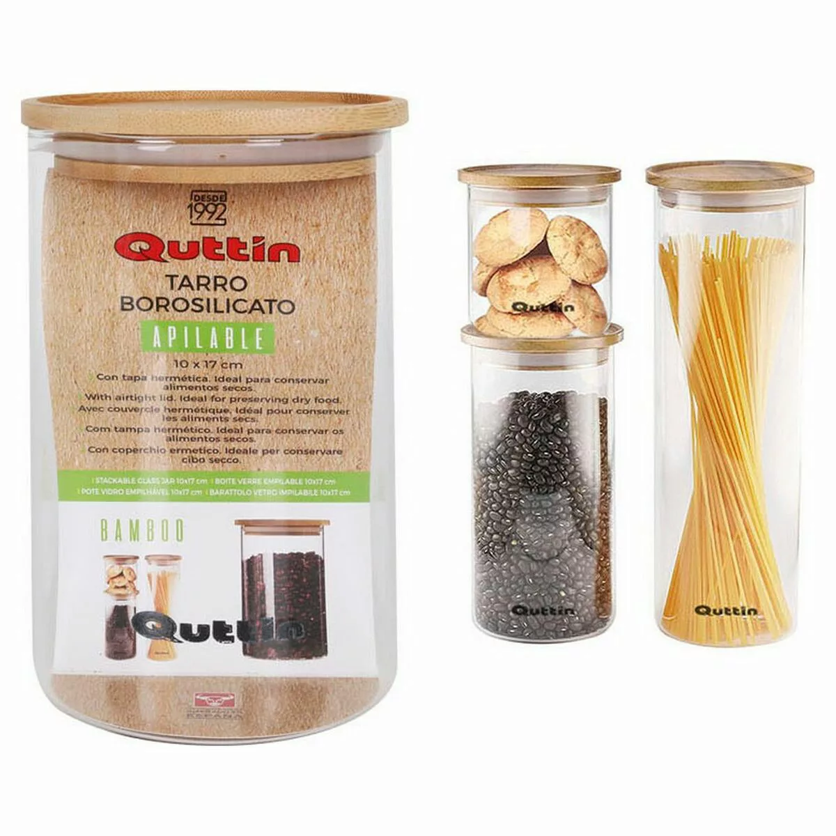Gefäß Quttin Bambus Borosilikatglas Stapelbar (10 X 17 Cm) (10 X 17 Cm) günstig online kaufen