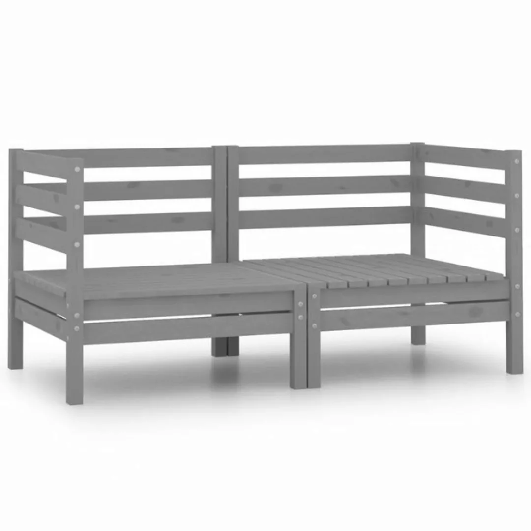 furnicato Ecksofa Garten-Ecksofas 2 Stk. Grau Massivholz Kiefer günstig online kaufen