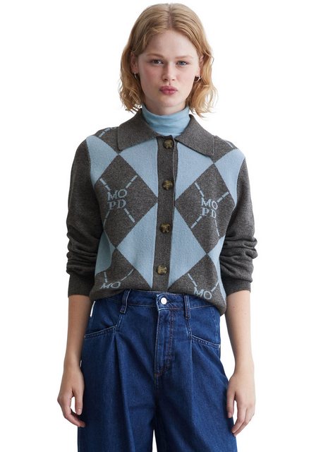 Marc OPolo DENIM Jacquardstrickjacke, mit elegantem Rauten- und Logomuster günstig online kaufen