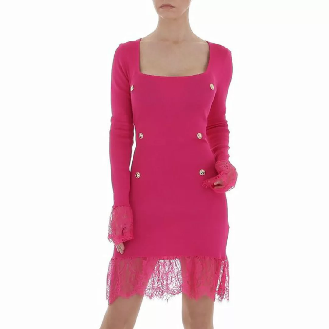 Ital-Design Minikleid Damen Party & Clubwear Knopfleiste Spitze Strickoptik günstig online kaufen