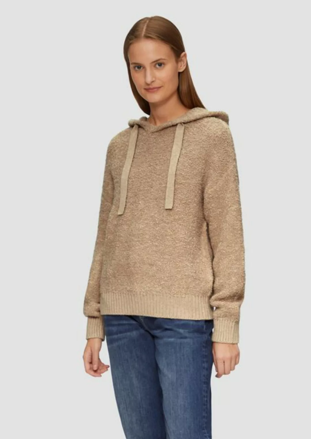 s.Oliver Strickpullover Strickpullover aus Teddy-Bouclé Durchzugkordel günstig online kaufen