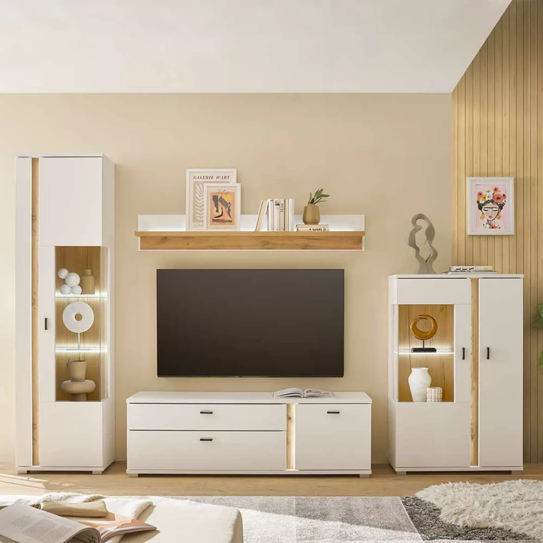 Fernseher Schrankwand in modernem Design 200 cm hoch (vierteilig) günstig online kaufen