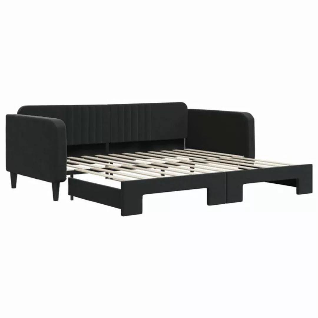 furnicato Bett Tagesbett Ausziehbar Schwarz 100x200 cm Samt (1-tlg) günstig online kaufen