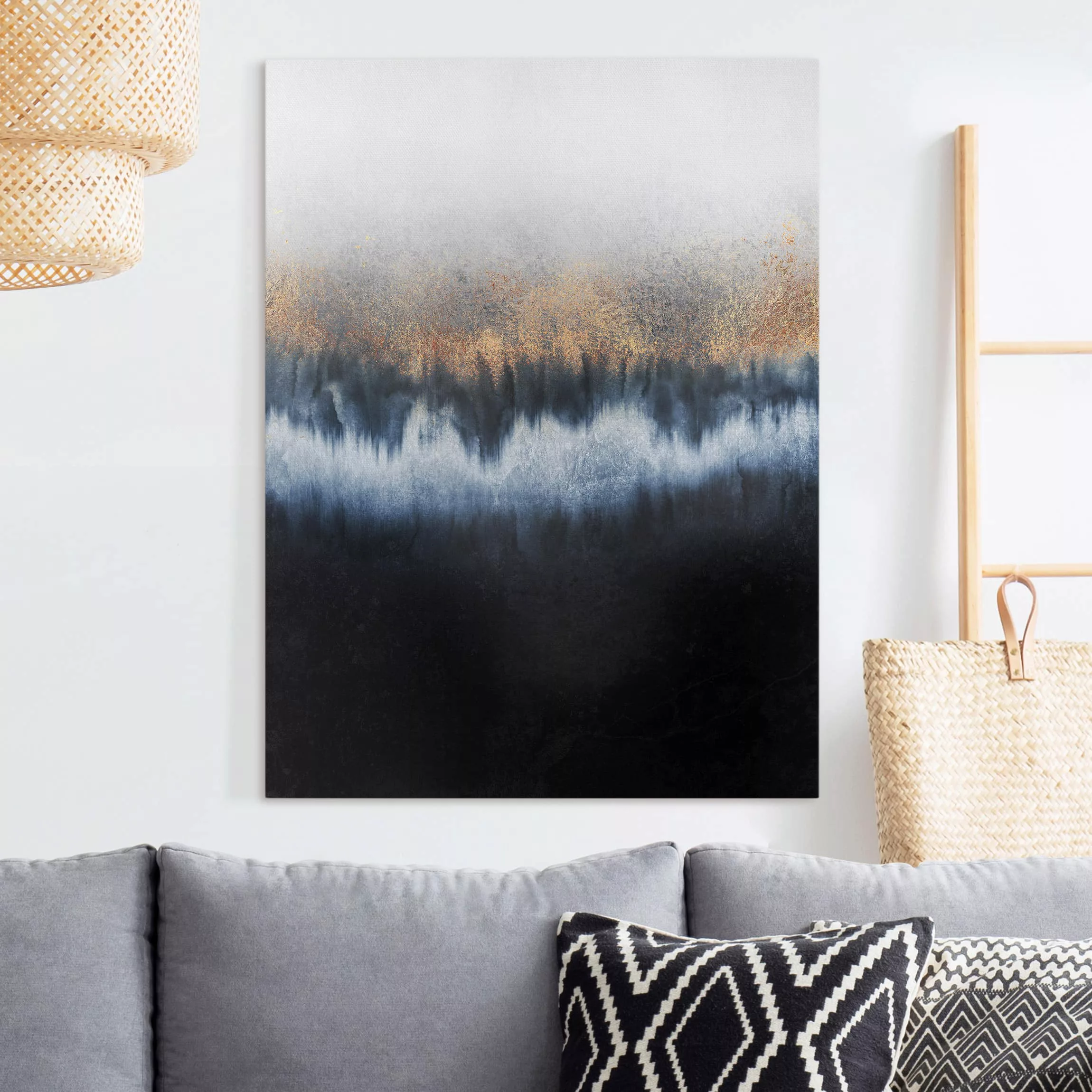 Leinwandbild Abstrakt - Hochformat Goldener Horizont günstig online kaufen