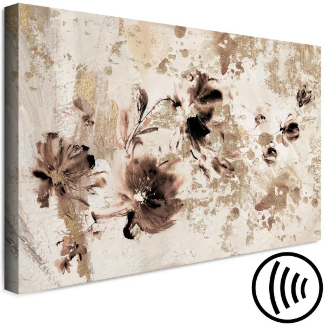 Wandbild Florale Fantasie - Komposition auf Struktur-Hintergrund in Beigetö günstig online kaufen