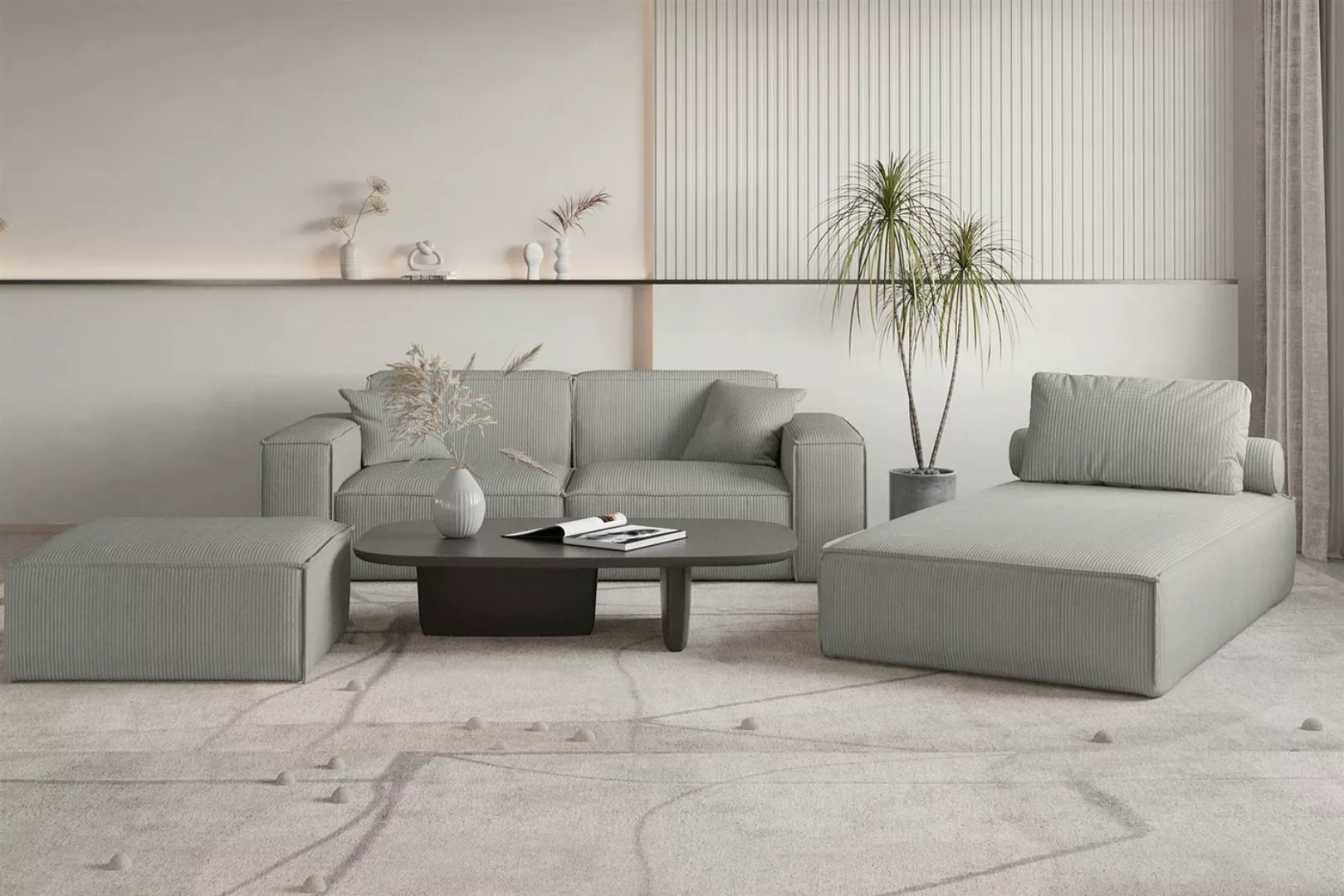 Fun Möbel Sofa Designersofa CESINA 2-Sitzer in Stoff, inkl. 2 Zierkissen, R günstig online kaufen