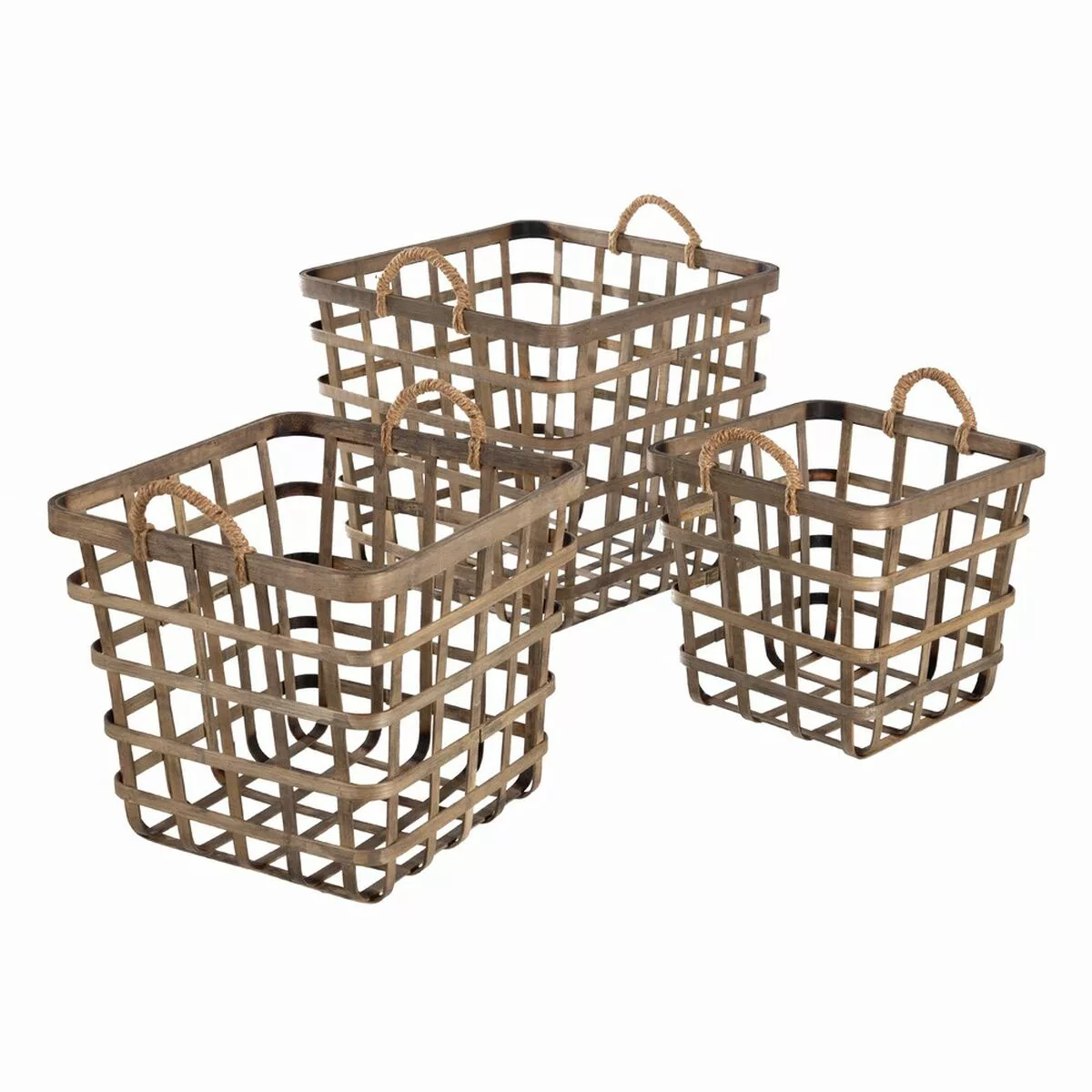 Korbsatz 42 X 42 X 37 Cm Natürlich Bambus (3 Stücke) günstig online kaufen