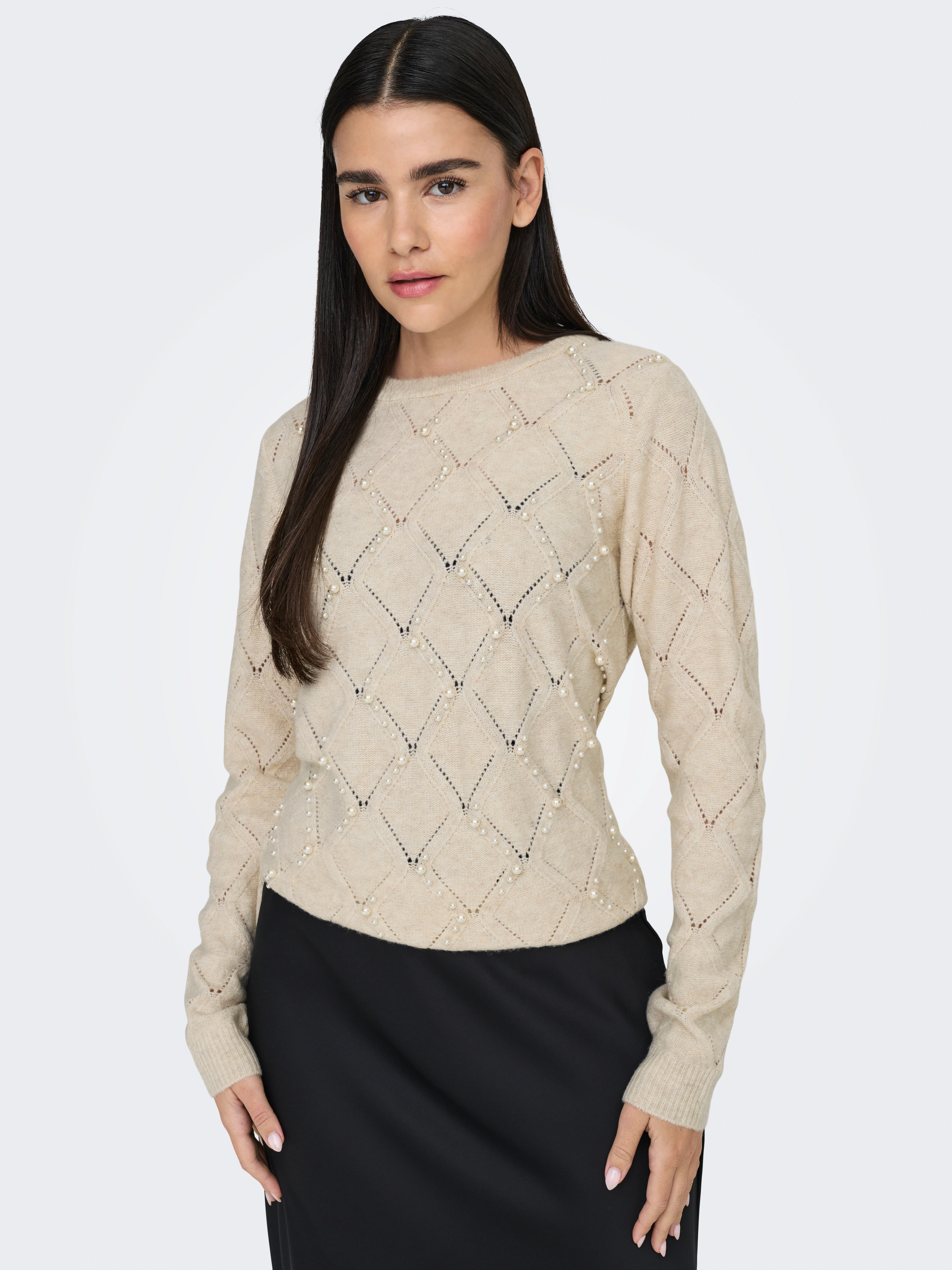 ONLY Rundhalspullover "ONLLIANA LIFE LS PEARL O-NECK CC KNT" günstig online kaufen