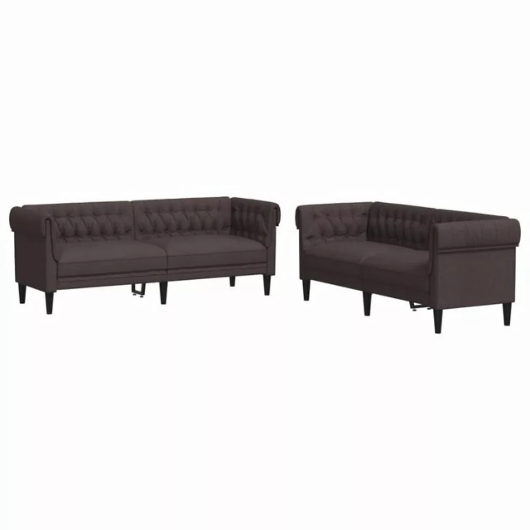 vidaXL Sofa 2-tlg. Sofagarnitur Dunkelbraun Stoff günstig online kaufen