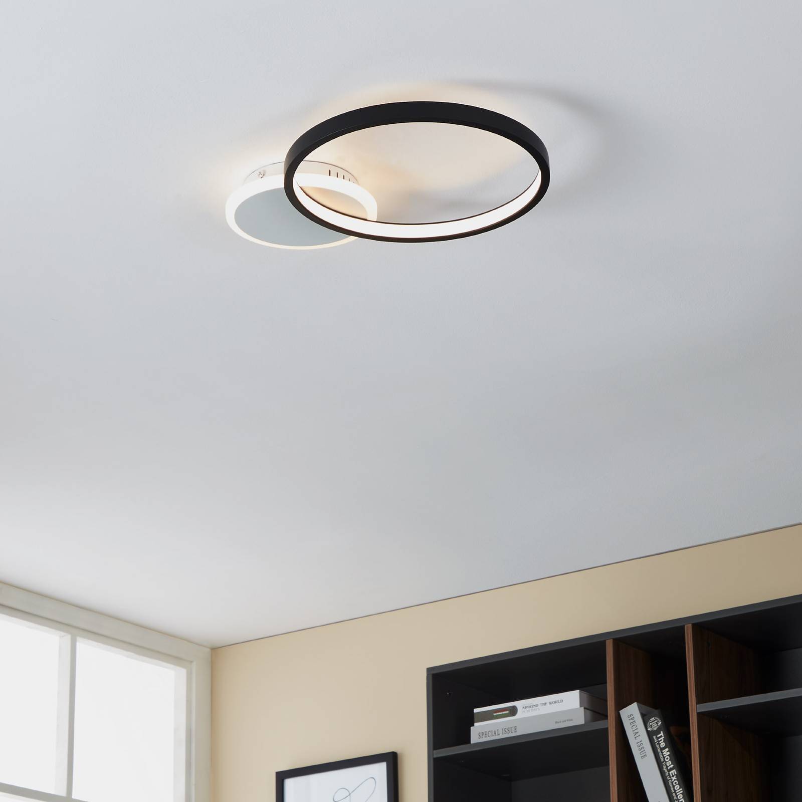 LED-Deckenlampe Gafares Fernbedienung rund schwarz günstig online kaufen