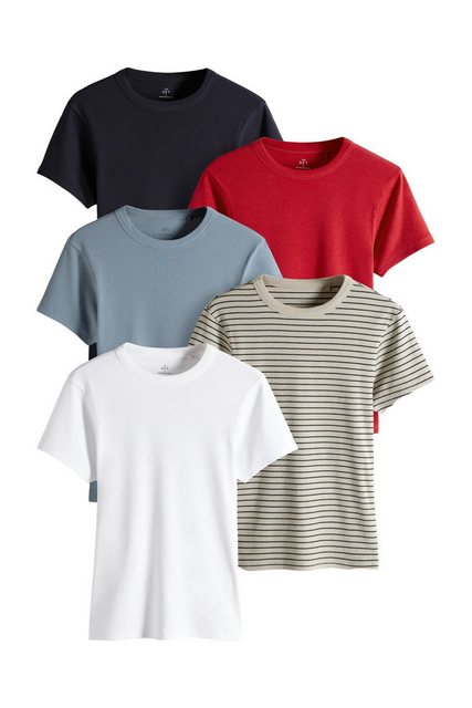 The Set T-Shirt 5er-Pack The Set gerippte Kurzarm-T-Shirts (5-tlg) günstig online kaufen