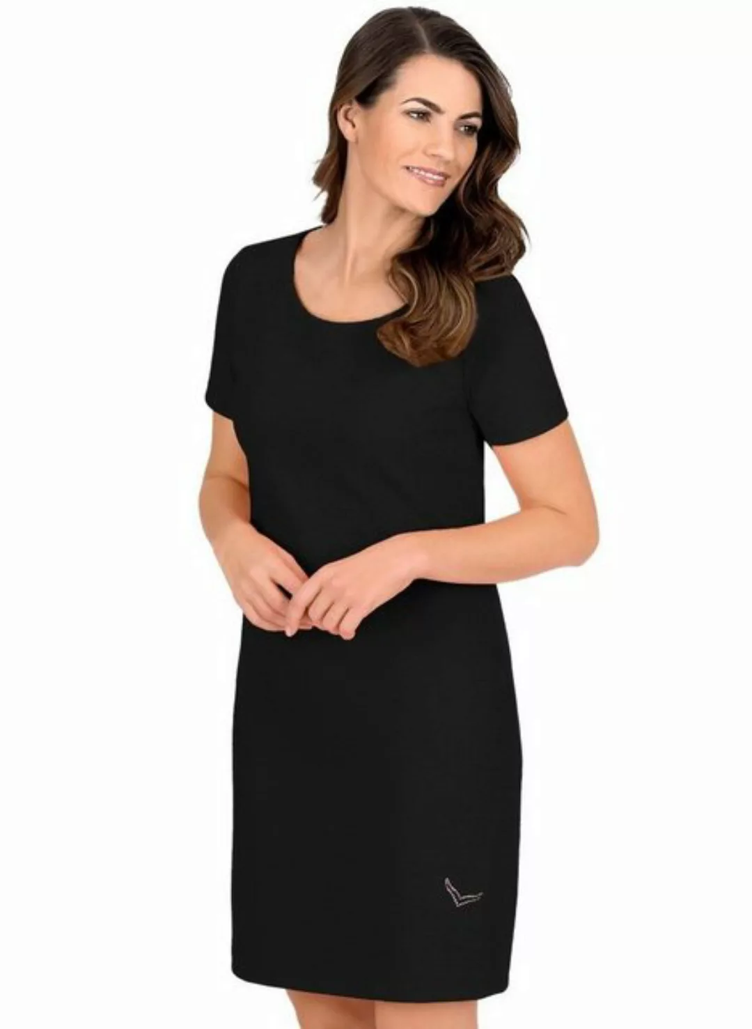 Trigema Jerseykleid TRIGEMA Halbarm Kleid mit Kristallsteinen (1-tlg) günstig online kaufen