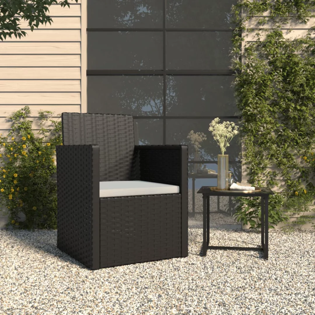 Vidaxl Gartensessel Mit Kissen Schwarz Poly Rattan günstig online kaufen