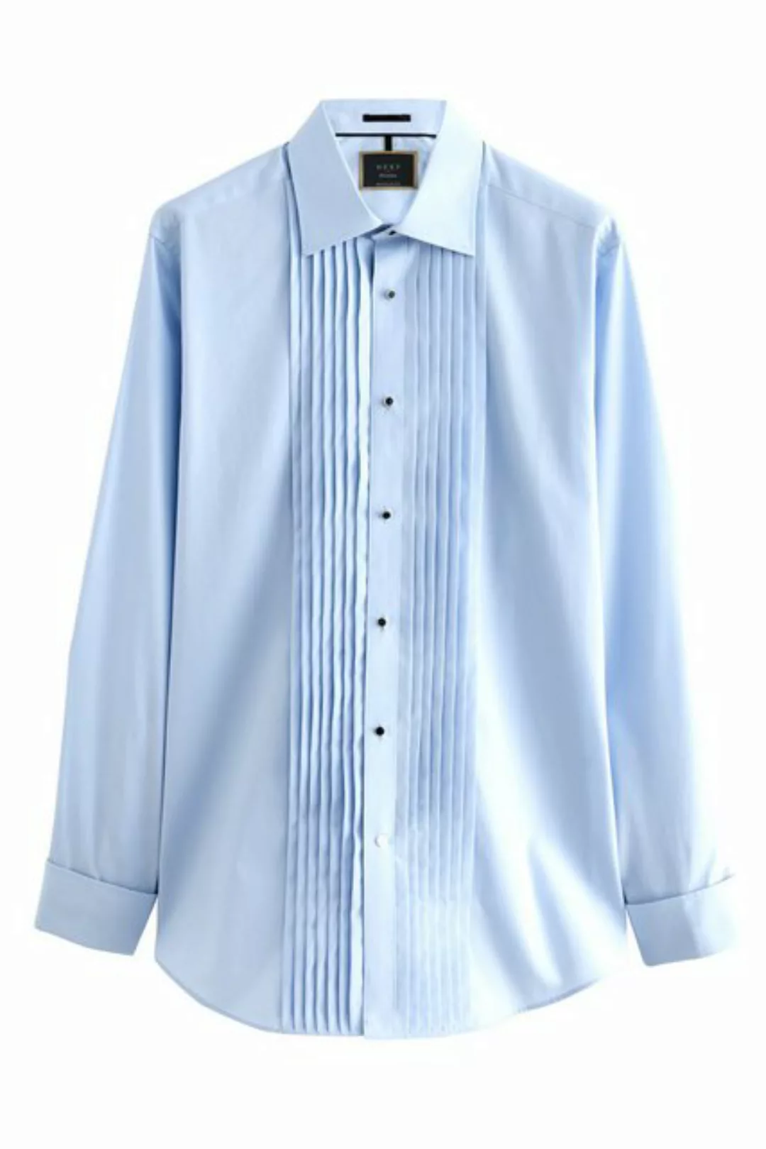 Next Langarmhemd Plissiertes Anzugshemd mit doppelten Manschetten (1-tlg) günstig online kaufen