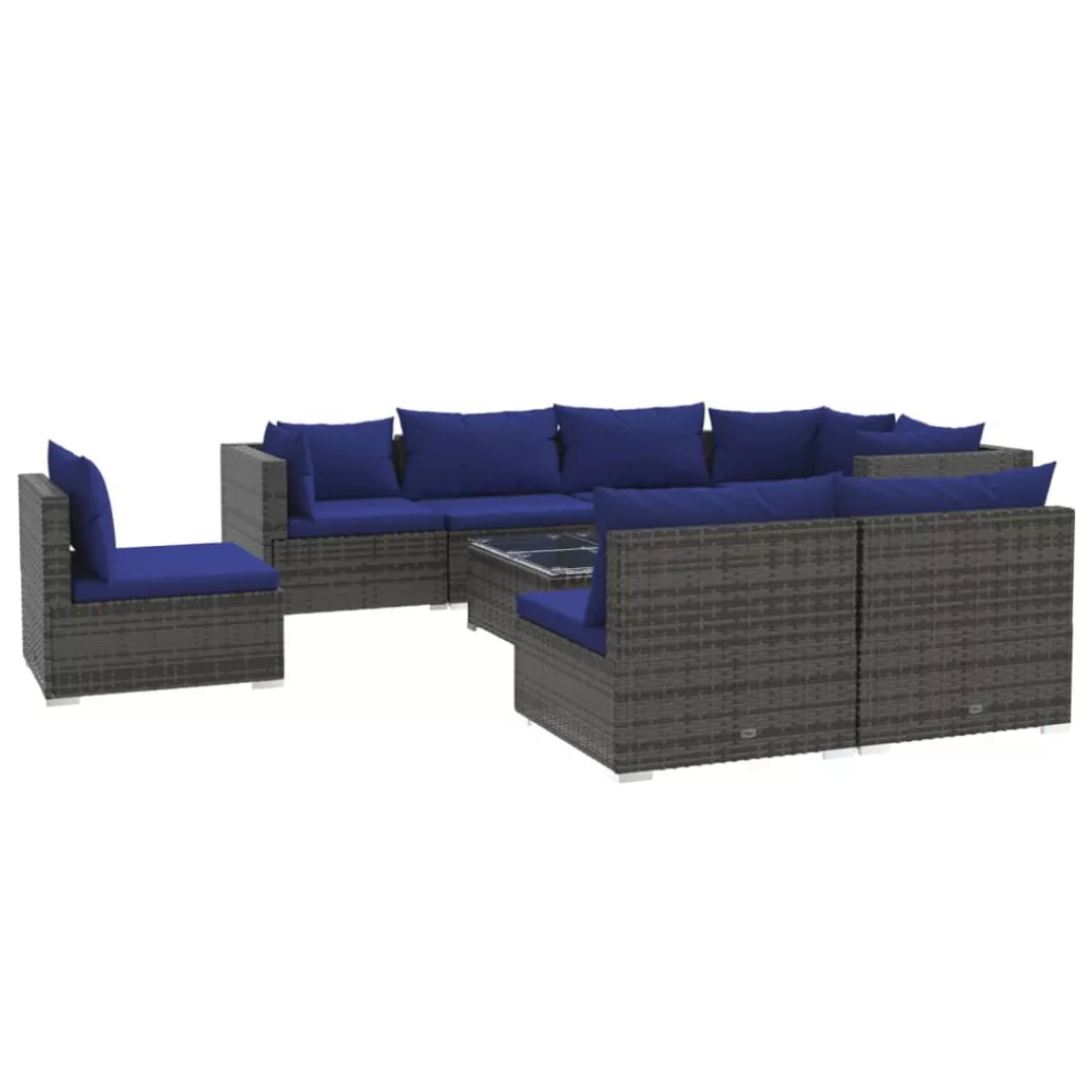 Vidaxl 9-tlg. Garten-lounge-set Mit Kissen Poly Rattan Grau günstig online kaufen