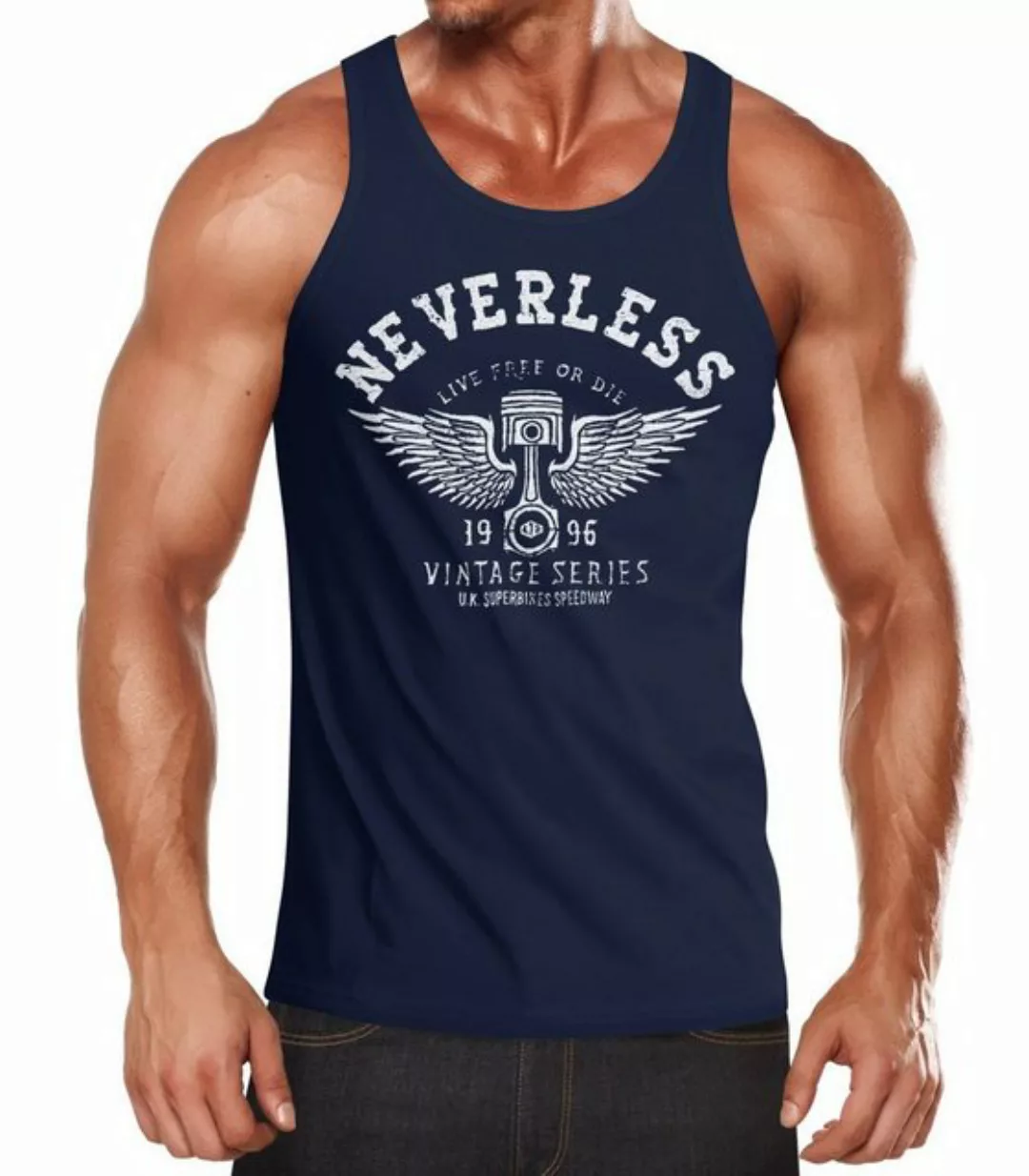 Neverless Tanktop Herren Tank Top Biker Motorrad Motorblock Engine Flügel W günstig online kaufen