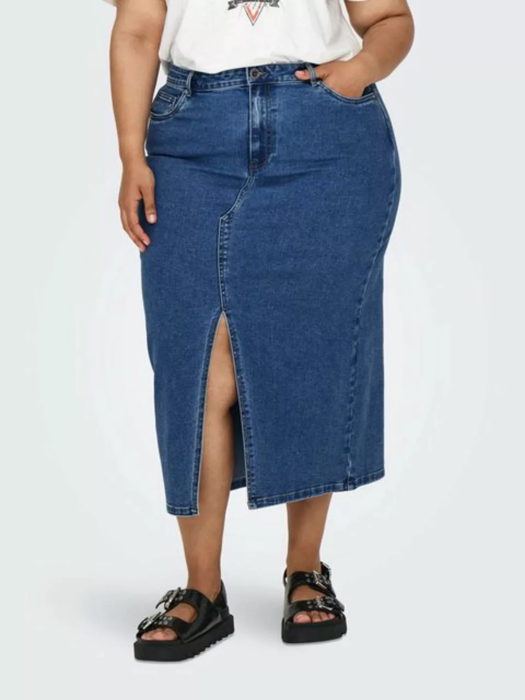 ONLY CARMAKOMA Jeansrock "CARSIRI FRONT SLIT SKIRT DNM GUA NOOS" günstig online kaufen