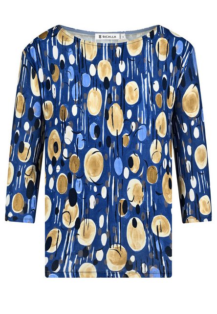 BICALLA T-Shirt Boxy-Shirt mit Pfauen-Print in Royal-Blau/Beige (1-tlg) günstig online kaufen